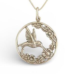 Shube’s Dakota West Sterling Silver Hummingbird Pendant Necklace Signed